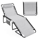 4 Position Folding Lounge Chaise with Adjustable Backrest and Footrest by LJGDeals