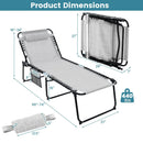 4 Position Folding Lounge Chaise with Adjustable Backrest and Footrest by LJGDeals