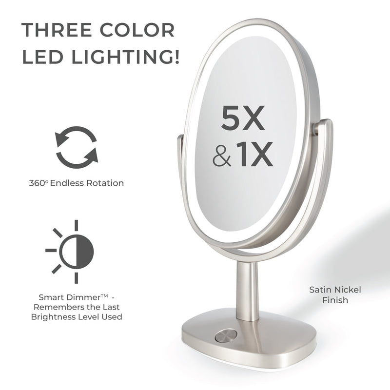 Newport Lighted Makeup Mirror with Magnification & Touch Pad
