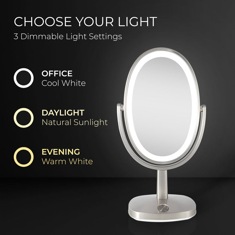 Newport Lighted Makeup Mirror with Magnification & Touch Pad