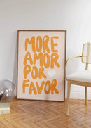 Modern pink and orange more amor por favor love quote wall art bedroom