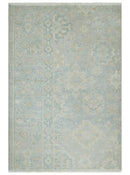 Low Pile 2x3 Hand Knotted Gray, Beige and Ivory Traditional Oushak Wool Rug