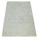 Low Pile 2x3 Hand Knotted Gray, Beige and Ivory Traditional Oushak Wool Rug