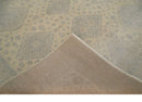 Low Pile 6x9 Hand Knotted Beige and Gray Traditional Wool Area Rug