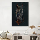 Low Poly Black Horse Dark Canvas
