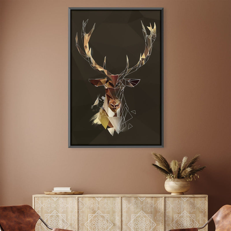 Low Poly Deer Dark Canvas