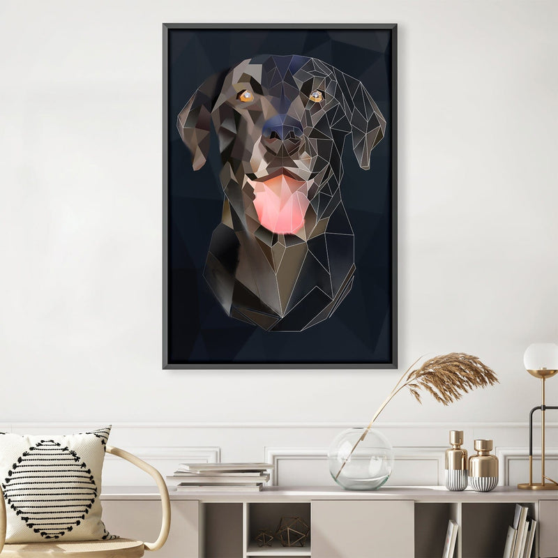 Low Poly Dog Dark Canvas