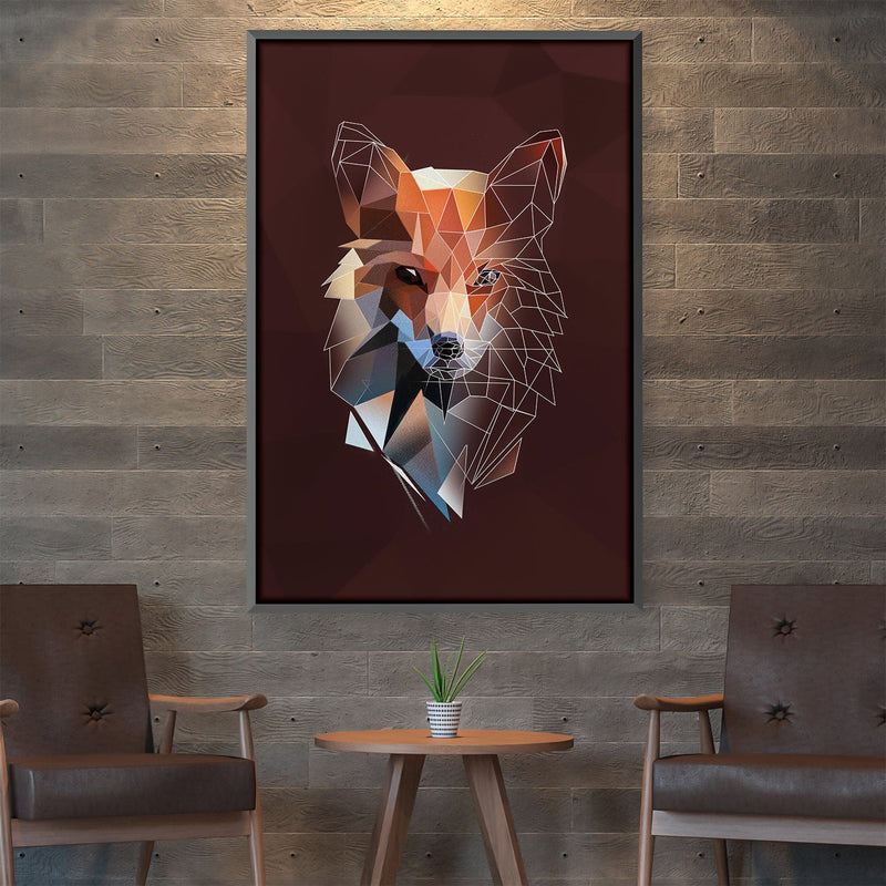 Low Poly Fox Dark Canvas