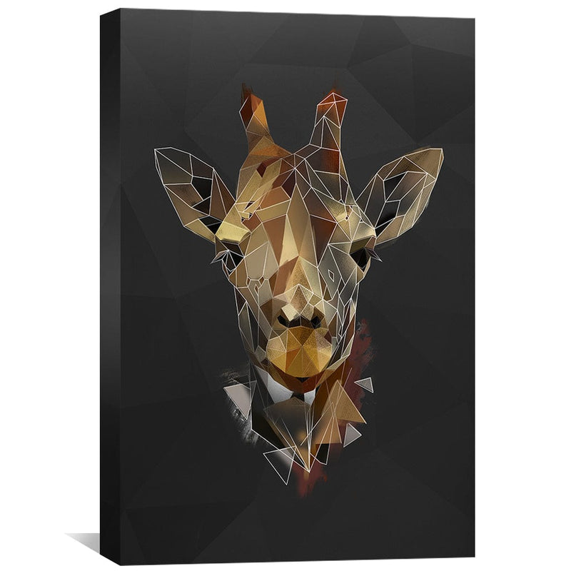 Low Poly Giraffe Dark Canvas