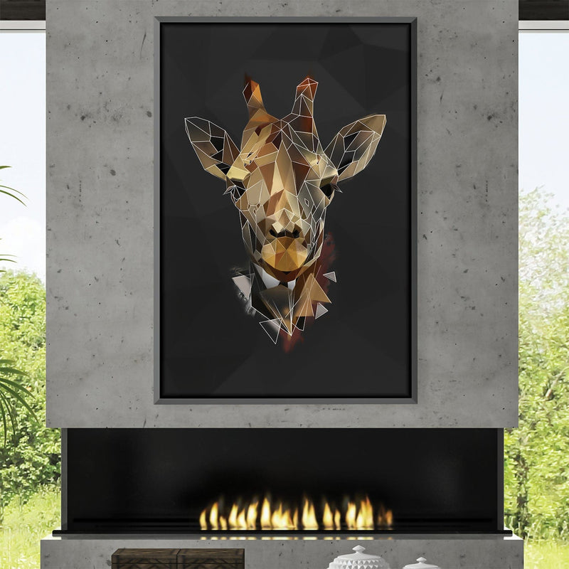 Low Poly Giraffe Dark Canvas