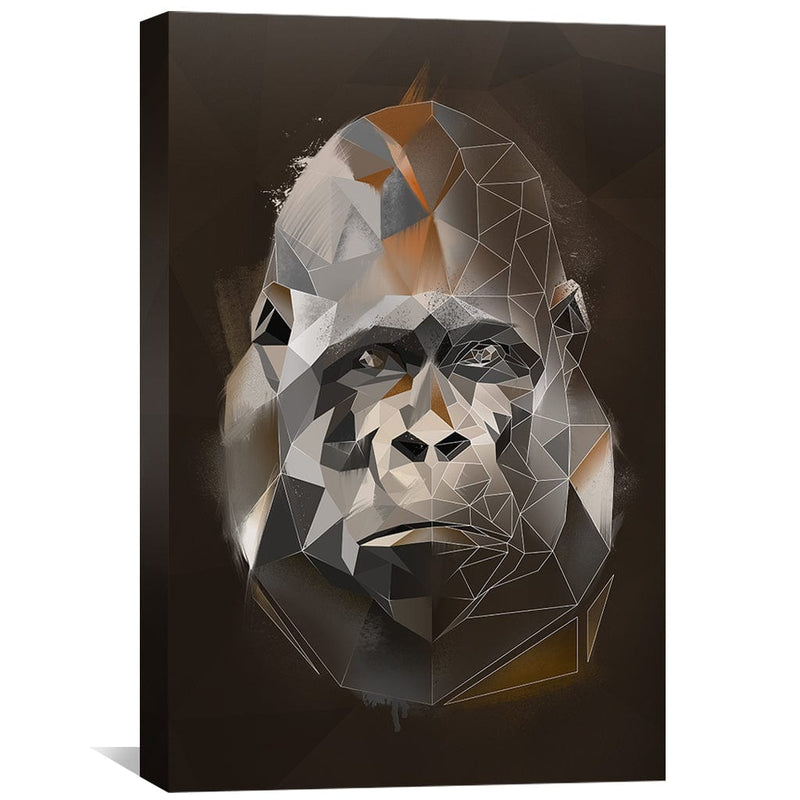 Low Poly Gorilla Dark Canvas