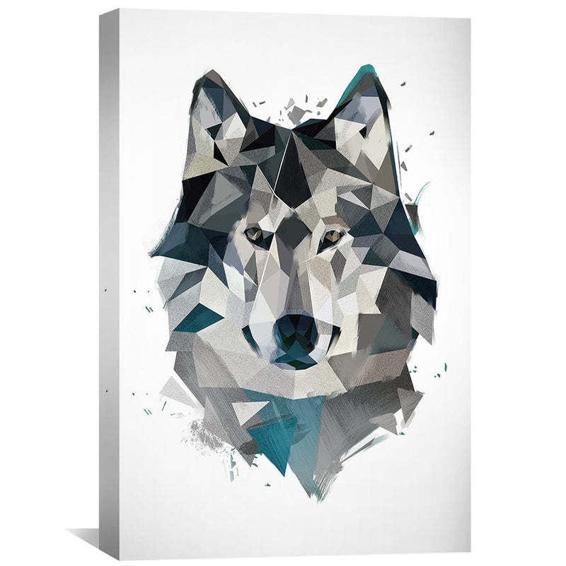 Low Poly Gray Wolf Light Canvas