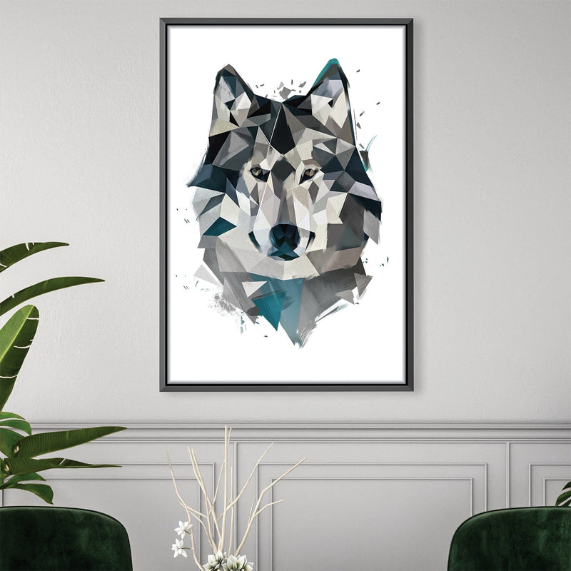 Low Poly Gray Wolf Light Canvas