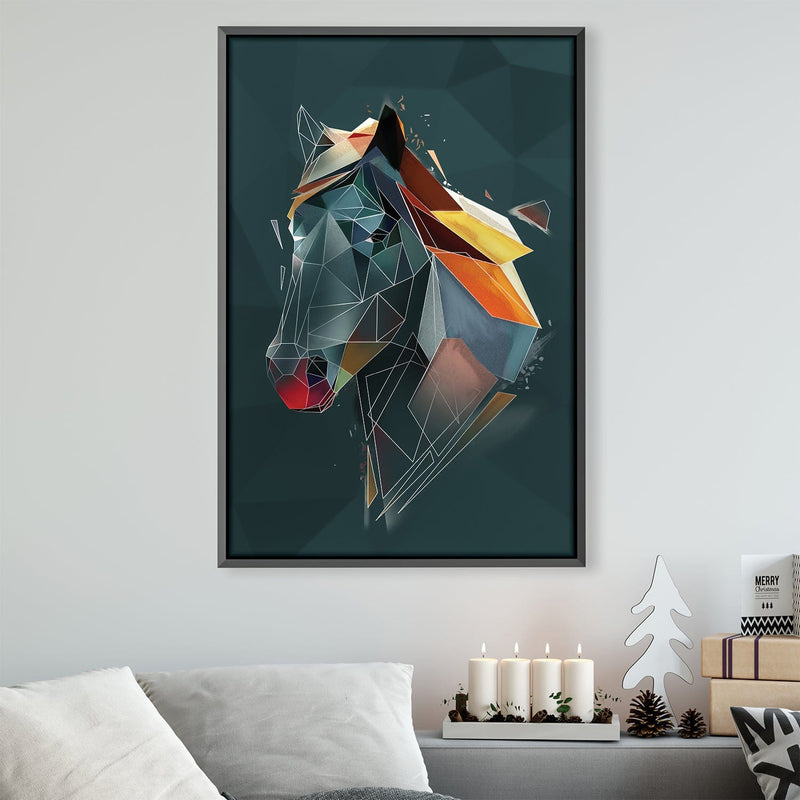 Low Poly Horse Dark Canvas