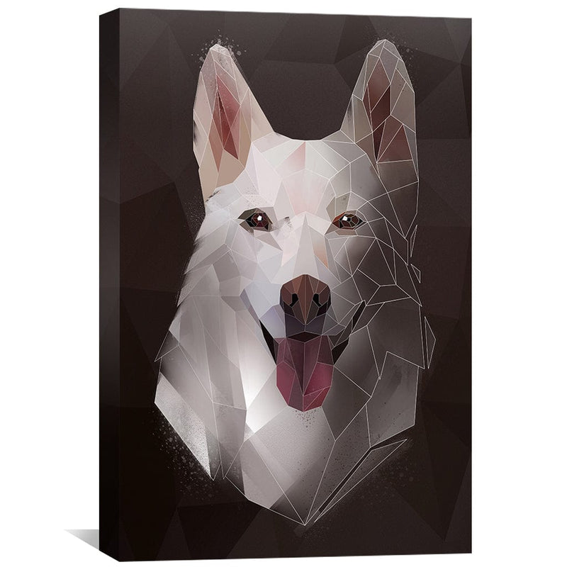 Low Poly Husky Dark Canvas