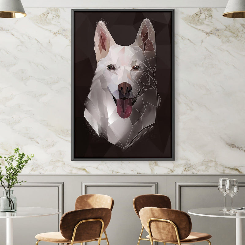 Low Poly Husky Dark Canvas