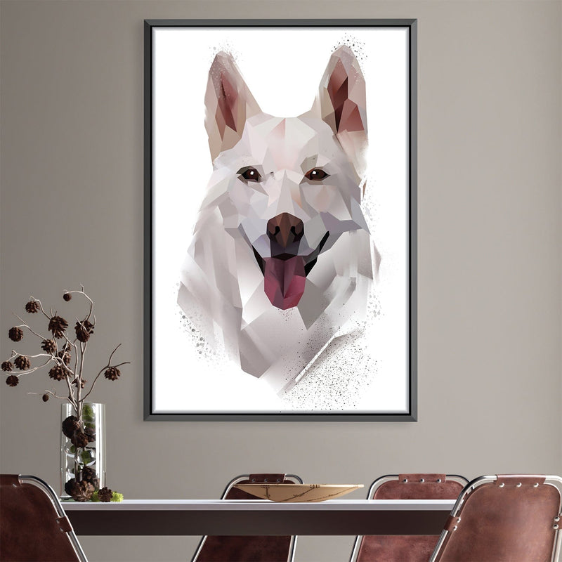 Low Poly Husky Light Canvas