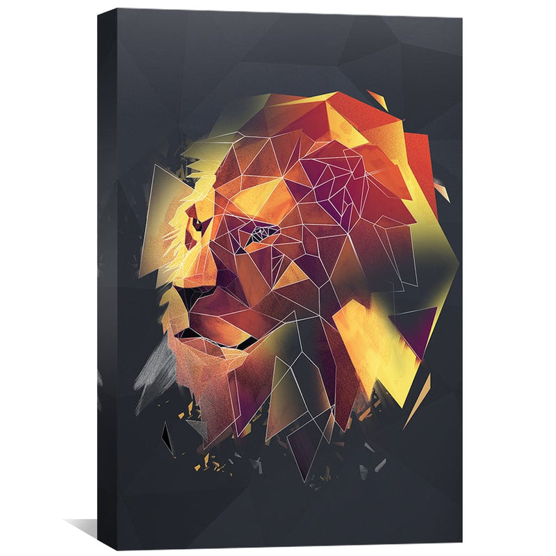 Low Poly Lion 2 Dark Canvas