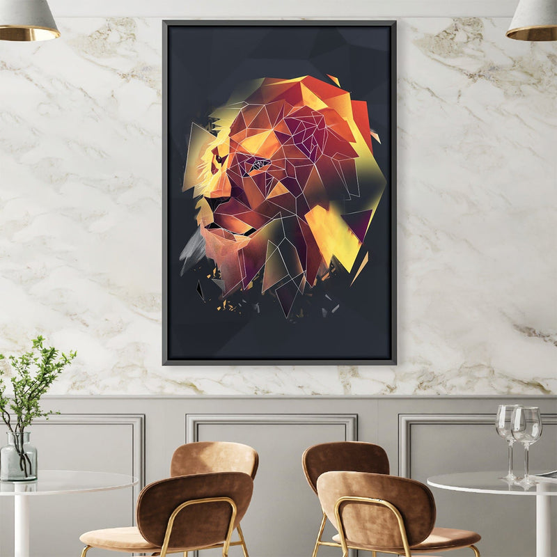 Low Poly Lion 2 Dark Canvas