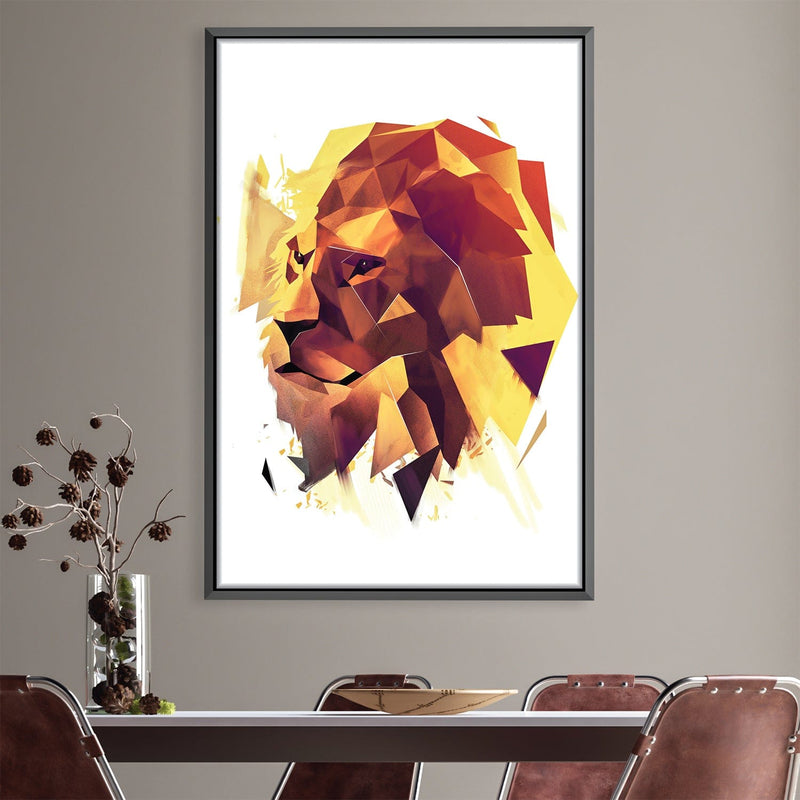 Low Poly Lion 2 Light Canvas