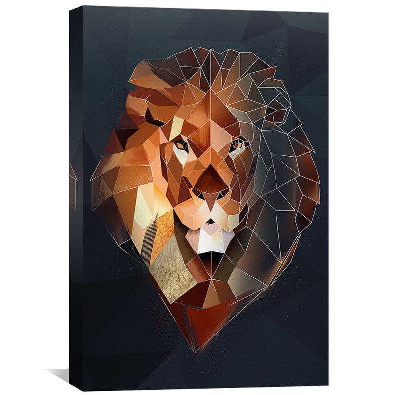 Low Poly Lion Dark Canvas