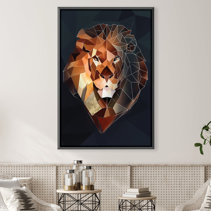 Low Poly Lion Dark Canvas