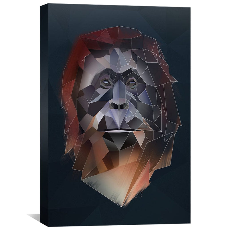 Low Poly Orangutan Dark Canvas