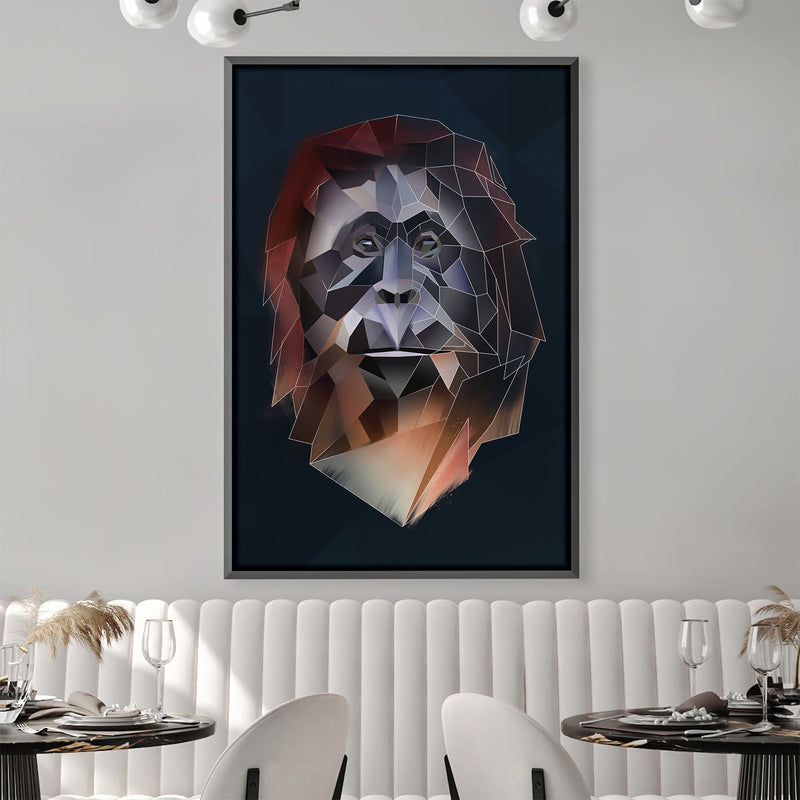 Low Poly Orangutan Dark Canvas