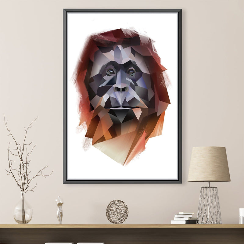 Low Poly Orangutan Light Canvas