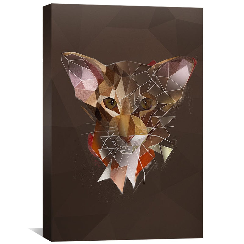 Low Poly Oriental Cat Dark Canvas