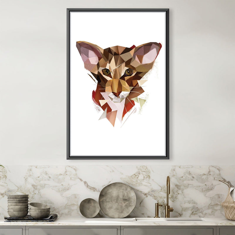 Low Poly Oriental Cat Light Canvas