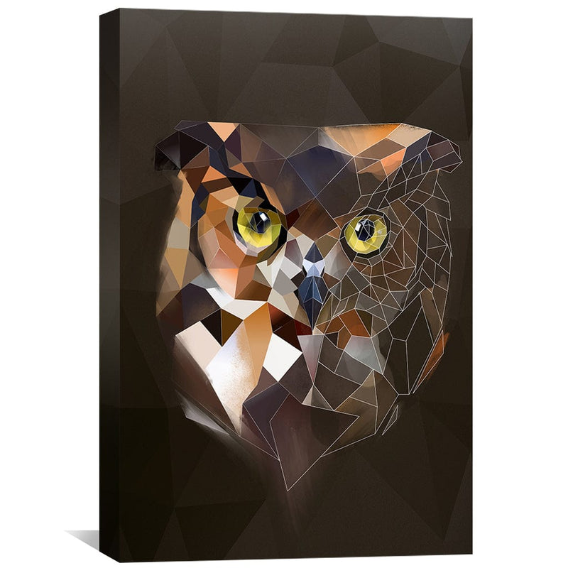 Low Poly Owl Dark Canvas