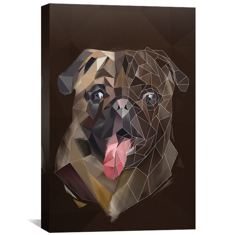 Low Poly Pug Dark Canvas