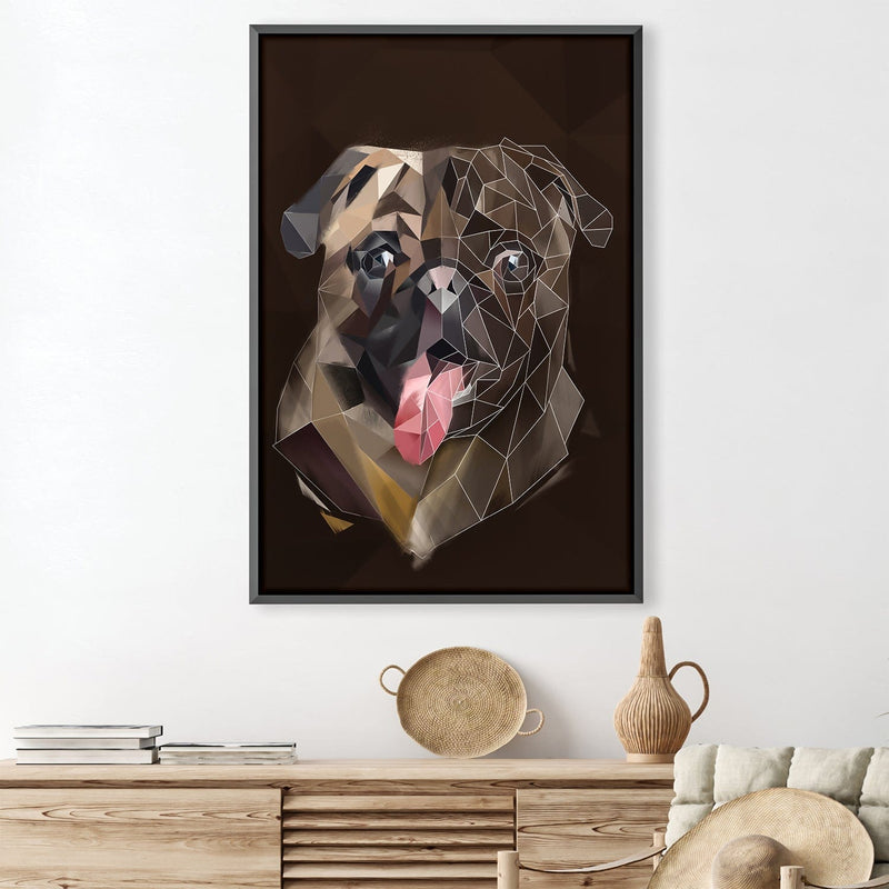 Low Poly Pug Dark Canvas