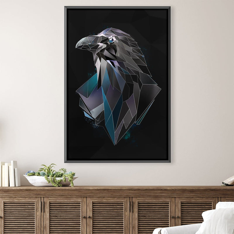 Low Poly Raven Dark Canvas