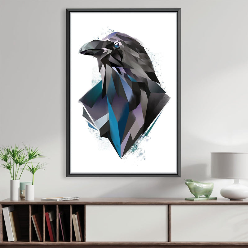 Low Poly Raven Light Canvas