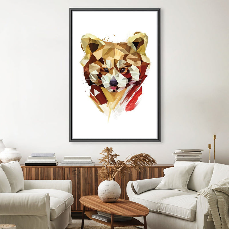 Low Poly Red Panda 2 Light Canvas