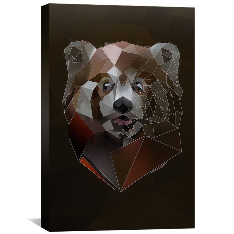 Low Poly Red Panda Dark Canvas