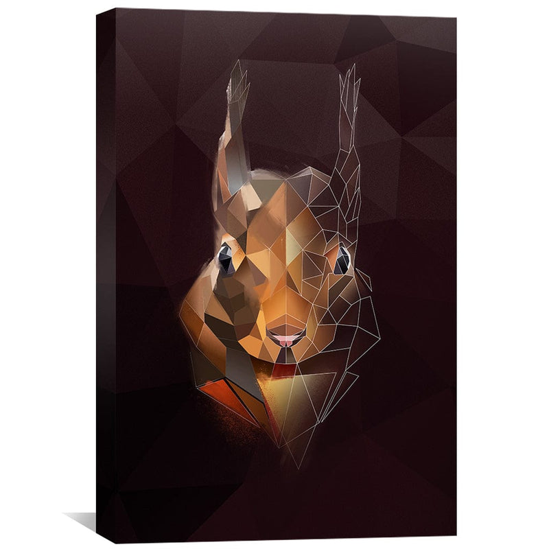 Low Poly Squirrel Dark Canvas