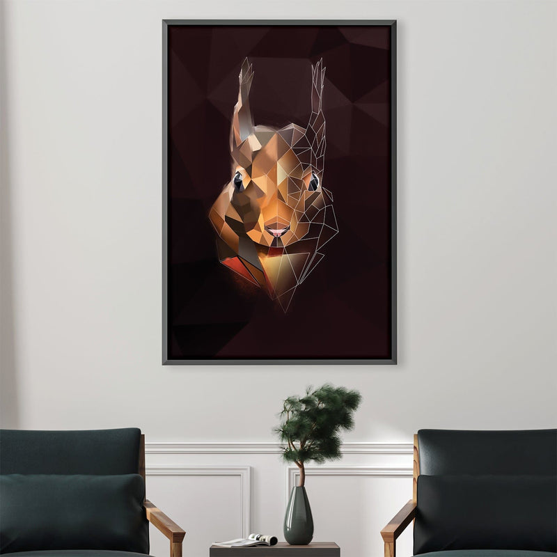 Low Poly Squirrel Dark Canvas