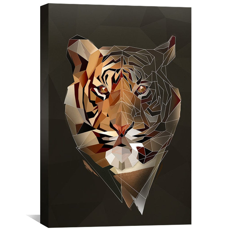 Low Poly Tiger Dark Canvas