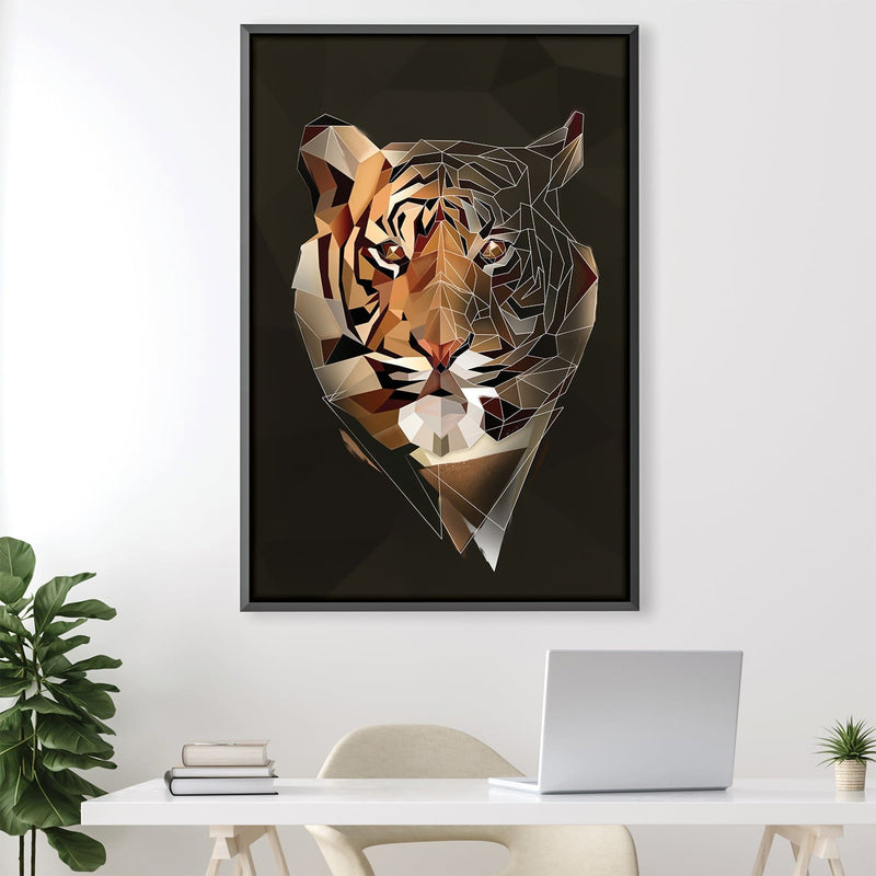 Low Poly Tiger Dark Canvas