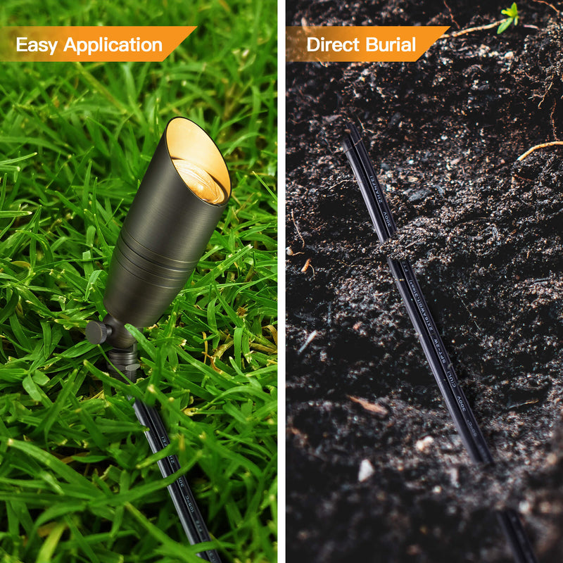 Gardenreet 12/2,14/2,16/2 Low Voltage Landscape Wire, 100/250/500 Feet Outdoor Direct Burial Landscape Lighting Cable for Spotlights, Path Lights, Well lights(UL Listed)