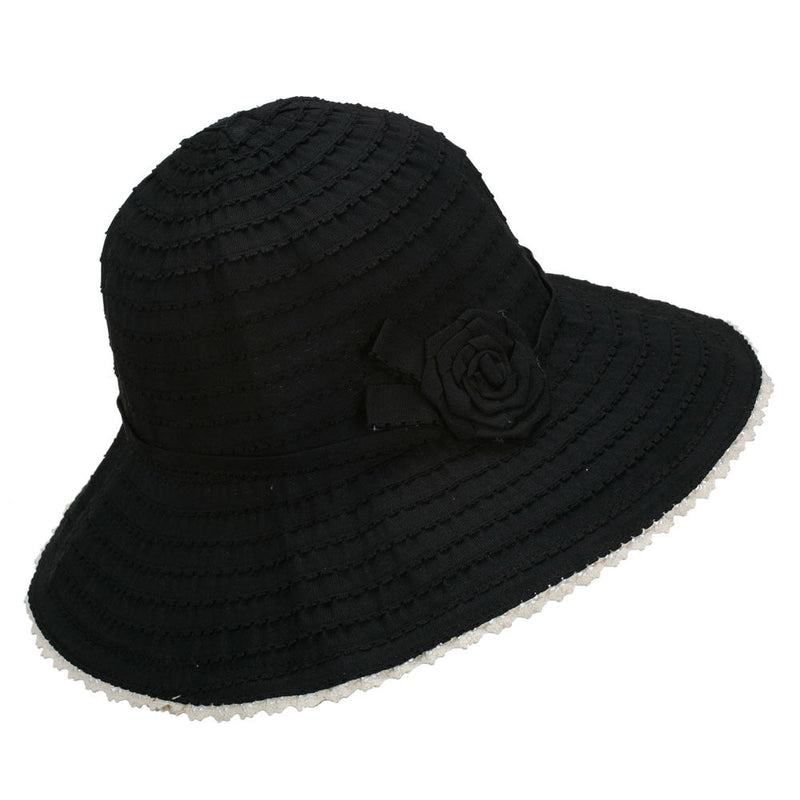 Crushable Bucket Hat With Flower Accent
