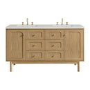 James Martin Laurent 60" Dual Mount Double Bathroom Vanity, Light Natural Oak