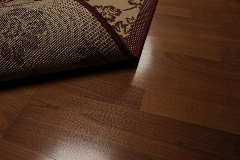 5'x7' Burgundy, Beige, Multi Color Turkish Dhurry Rug