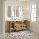 James Martin Laurent 60" Dual Mount Double Bathroom Vanity, Light Natural Oak