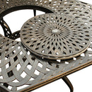 Aluminum 7pc Hexagon Rose Patio Dining Set, Lazy Susan, Six Chairs