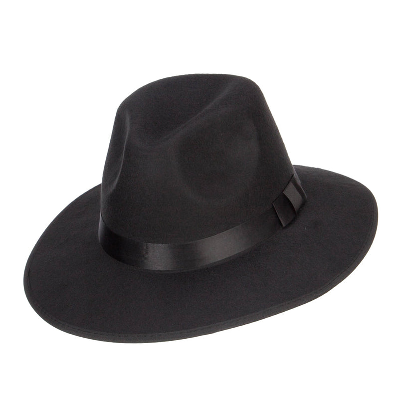 Large Brim Ribbon Band Fedora