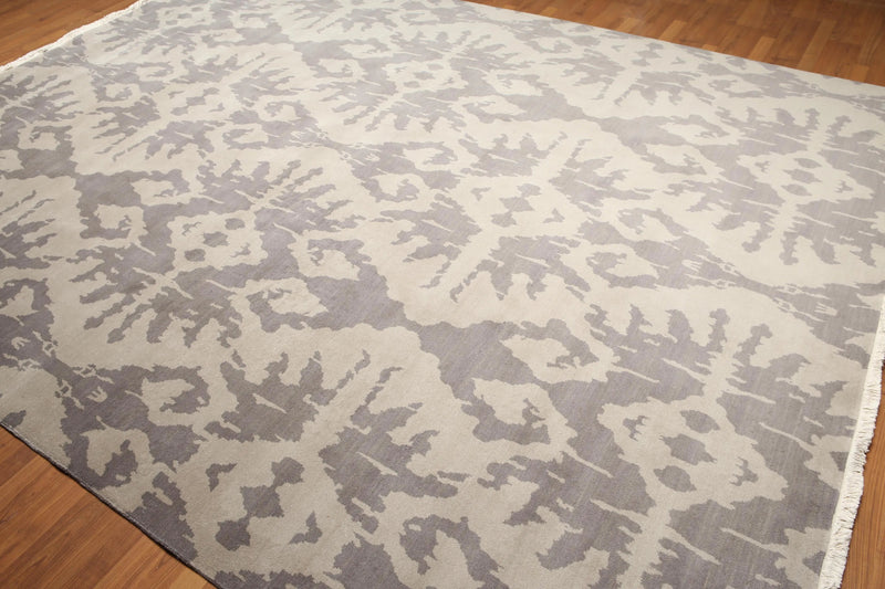 9' x 12' Hand knotted 100% Wool Modern Area Rug full pile 9x12 Gray